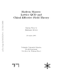 Hadron Masses: Lattice QCD and Chiral Effective Field Theory