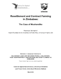 Resettlement and Contract Farming in Zimbabwe: the Case of Mushandike