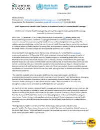 500+ Organizations Launch Global Coalition to Accelerate Access to Universal Health Coverage