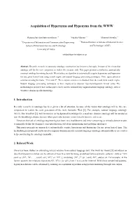 Acquisition of Hypernyms and Hyponyms from the WWW