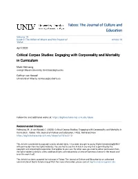 Critical Corpse Studies: Engaging with Corporeality and Mortality in Curriculum