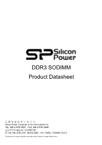 DDR3 SODIMM Product Datasheet