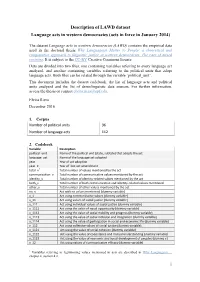 Description of LAWD Dataset Language Acts in Western Democracies (Acts in Force in January 2014)