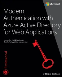 Modern Authentication with Azure Active Directory for Web Applications