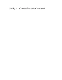 Study 1 – Control Parable Condition