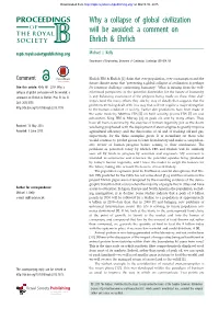 Why a Collapse of Global Civilization Will Be Avoided: a Comment on Ehrlich & Ehrlich Rspb.Royalsocietypublishing.Org Michael J