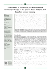 Assessments of Occurrence and Distribution of Mammals in Forests of the Garden Route National Park Based on Camera Trapping