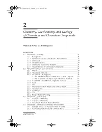 Chemistry, Geochemistry, and Geology of Chromium and Chromium Compounds