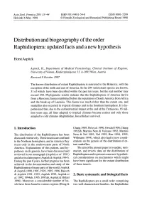 Distribution and Biogeography of the Order Raphidioptera: Updated Facts and a New Hypothesis