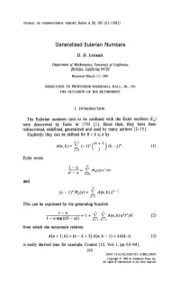 Generalized Eulerian Numbers