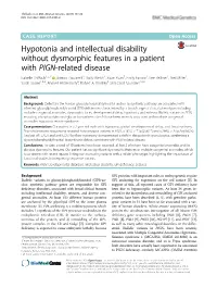 Hypotonia and Intellectual Disability Without Dysmorphic Features in A