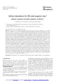 Lithium Abundances for 185 Main-Sequence Stars?