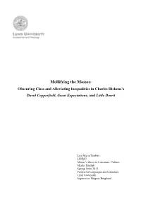 Mollifying the Masses: Obscuring Class and Alleviating Inequalities in Charles Dickens’S David Copperfield, Great Expectations, and Little Dorrit