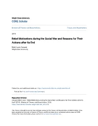 Rebel Motivations During the Social War and Reasons for Their Actions After Its End