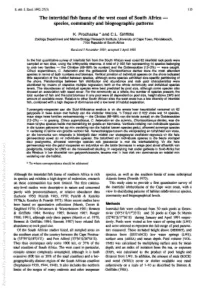 The Intertidal Fish Fauna of the West Coast of South Africa - Species, Community and Biogeographic Patterns