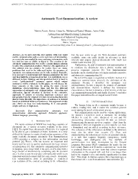 Automatic Text Summarization: a Review