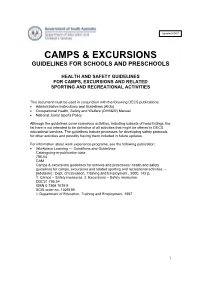 Camps and Excursions Guidelines for Schools