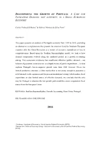 Decomposing the Growth of Portugal: a C Ase for Increasing Demand, Not Austerity, in a Small European Economy