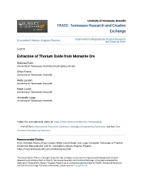 Extraction of Thorium Oxide from Monazite Ore