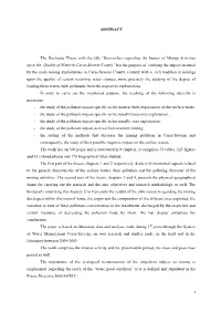 I ABSTRACT the Doctorate Thesis with the Title “Researches Regarding the Impact of Mining Activities Upon the Quality of Wa