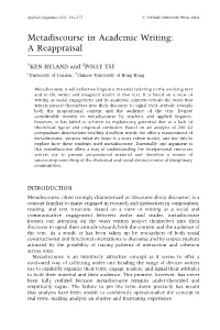 Metadiscourse in Academic Writing: a Reappraisal