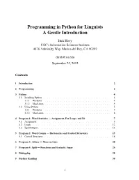Python for Linguists a Gentle Introduction