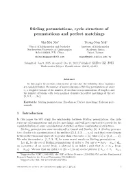 Stirling Permutations, Cycle Structure of Permutations and Perfect Matchings