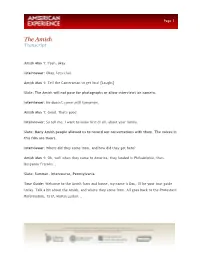 The Amish Transcript