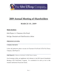 2009 Annual Meeting of Shareholders