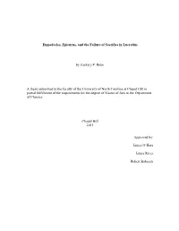 Empedocles, Epicurus, and the Failure of Sacrifice in Lucretius By