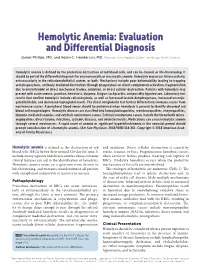 Hemolytic Anemia: Evaluation and Differential Diagnosis