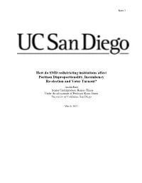 How Do SMD Redistricting Institutions Affect Partisan Disproportionality
