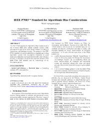 IEEE P7003TM Standard for Algorithmic Bias Considerations Work in Progress Paper