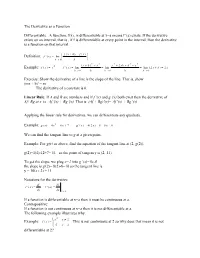 Is Differentiable at X=A Means F '(A) Exists. If the Derivative