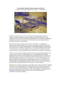 Paul Coldwell -‐ Material Things: Sculpture and Prints at Gallery II
