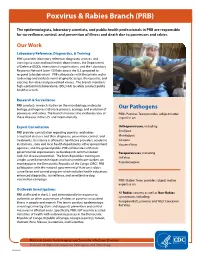 Poxvirus and Rabies Branch (PRB) Fact Sheet