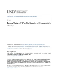 Queering Utopia: ACT up and the Disruption of Heteronormativity