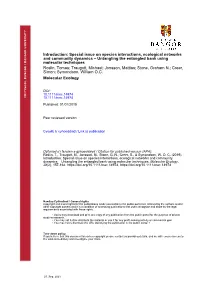 Special Issue on Species Interactions, Ecological Networks