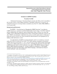 Statement on LIBOR Transition