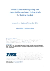 SURE Guides for Preparing and Using Evidence-Based Policy Briefs 1