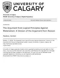 The Argument from Logical Principles Against Materialism: a Version of the Argument from Reason
