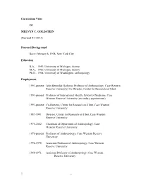 1 Curriculum Vitae of MELVYN C. GOLDSTEIN