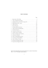 1 INDEX to REPORTS Page 1. Representative Church Body