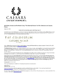 2019 Dates Announced for Mariah Carey "The Butterfly Returns" at the Colosseum at Caesars Palace