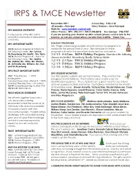 IRPS & TMCE Newsletter