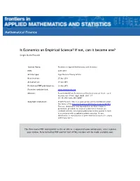 Is Economics an Empirical Science? If Not, Can It Become One?