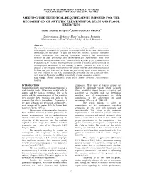 Meeting the Technical Requirements Imposed for the Recognition of Artistic Elements for Beam and Floor Exercises