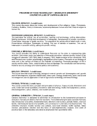Program of Food Technology – Brawijaya University Course Syllabi of Curriculum 2019