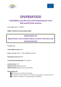 Report from Case Studies About on Farm Selection and Seed Production