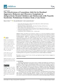 The Effectiveness of Lurasidone Add-On for Residual Aggressive